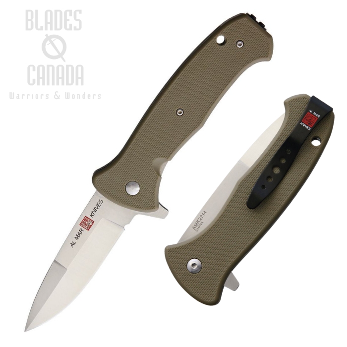 Al Mar SERE 2020 Flipper Folding Knife, Assisted Opening, 8Cr13MoV, FRN Tan, AMK2214